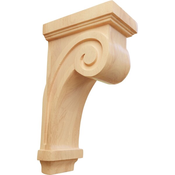 Ekena Millwork 3 1/4"W x 5"D x 9"H Scroll Corbel, Red Oak COR03X05X09SCRO - main